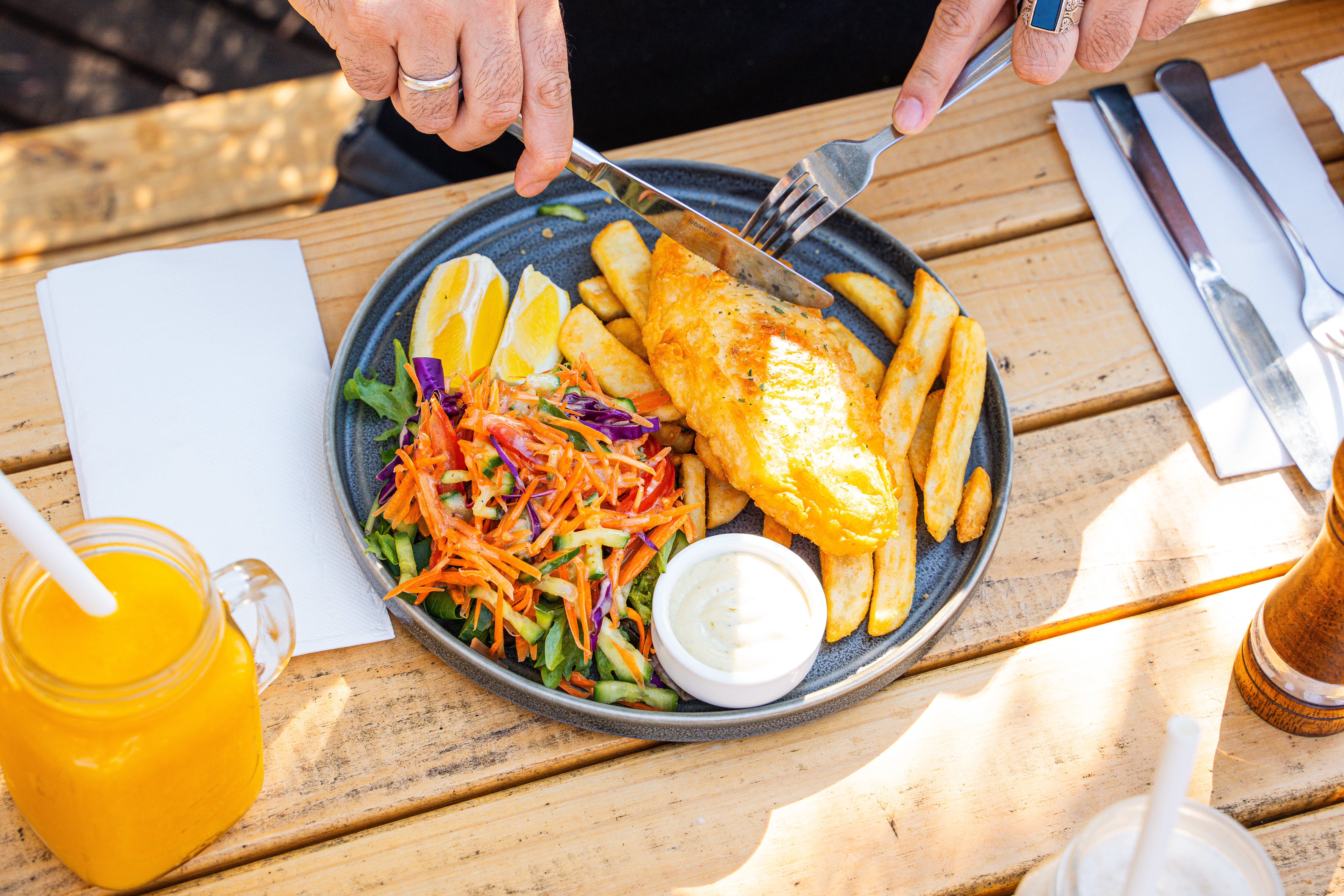 Gourmet burger and fries
